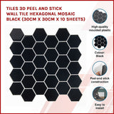 Tiles 3D Peel and Stick Wall Tile Hexagonal Mosaic Black 10 Sheets - Side View