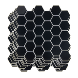 Tiles 3D Peel and Stick Wall Tile Hexagonal Mosaic Black 10 Sheets - Top-Down View