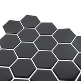 Tiles 3D Peel and Stick Wall Tile Hexagonal Mosaic Black 10 Sheets - 45-Degree Angle