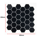 Tiles 3D Peel and Stick Wall Tile Hexagonal Mosaic Black 10 Sheets - Low Angle