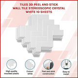 Tiles 3D Peel and Stick Wall Tile Herringbone White 10 Sheets - Side View