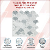 Tiles 3D Peel and Stick Wall Tile Fish Scale Mosaic 10 Sheets - Side View