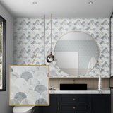 Tiles 3D Peel and Stick Wall Tile Fish Scale Mosaic 10 Sheets - Low Angle