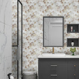 Tiles 3D Peel and Stick Wall Tile Shell Mosaic 10 Sheets - Front View
