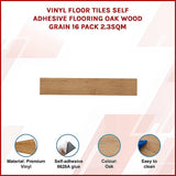 Vinyl Floor Tiles Self Adhesive Flooring Oak Wood Grain 16 Pack 2.3SQM