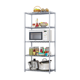 5 Tier Silver Metal Storage Rack Shelving Wire Shelf - 45-Degree Angle