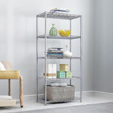 5 Tier Silver Metal Storage Rack Shelving Wire Shelf - Rear View