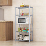 5 Tier Silver Metal Storage Rack Shelving Wire Shelf - Top-Down View