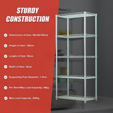 5 Tier Silver Metal Storage Rack Shelving Wire Shelf