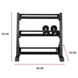 Dumbbell Rack Storage Stand Hex Weight Heavy Duty 3 Tier Wide Home Gym Fitness - Low Angle