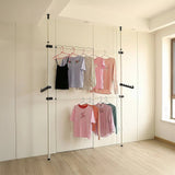 Heavy Duty Adjust Clothes Rail Storage Garment Shelf Hanging Display Stand Rack - Rear View