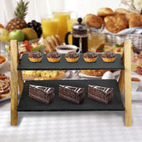 Party 2 Tier Cake Stand Slate Wedding Tiered Serving Stand Afternoon Tea - 45-Degree Angle