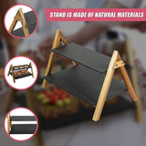 Party 2 Tier Cake Stand Slate Wedding Tiered Serving Stand Afternoon Tea - Low Angle