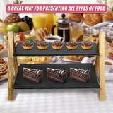 Party 2 Tier Cake Stand Slate Wedding Tiered Serving Stand Afternoon Tea - Extra Image