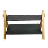 Party 2 Tier Cake Stand Slate Wedding Tiered Serving Stand Afternoon Tea - Rear View