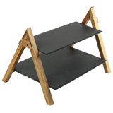 Party 2 Tier Cake Stand Slate Wedding Tiered Serving Stand Afternoon Tea - Close-Up Angle