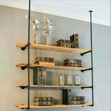 Wall Shelves Display Bookshelf Industrial DIY Pipe Shelf Rustic Brackets - Side View