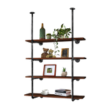 Wall Shelves Display Bookshelf Industrial DIY Pipe Shelf Rustic Brackets - Rear View