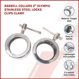 Barbell Collars 2 Olympic Stainless Steel Locks Clips Clamp