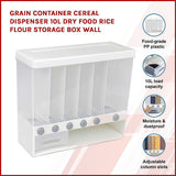 Grain Container Cereal Dispenser 10L Dry Food Rice Flour Storage Box Wall - Side View