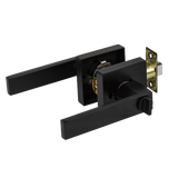 Door Handle Set Lever Privacy Function Square Black