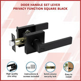 Door Handle Set Lever Privacy Function Square Black - Side View