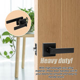 Door Handle Set Lever Privacy Function Square Black - Rear View