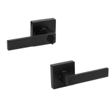 Door Handle Set Lever Privacy Function Square Black - Close-Up Angle