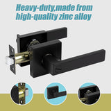 Door Handle Set Lever Privacy Function Square Black - Low Angle