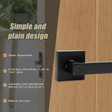 Door Handle Set Lever Privacy Function Square Black - Extra Image