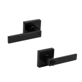 Door Handle Set Lever Key Lock Function Square Black