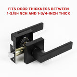 Door Handle Set Lever Passage Function Square Black - Rear View