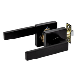 Door Handle Set Lever Passage Function Square Black - Top-Down View