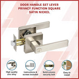 Door Handle Set Lever Privacy Function Square Satin Nickel