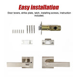Door Handle Set Lever Privacy Function Square Satin Nickel - Extra Image