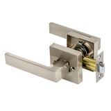 Door Handle Set Lever Passage Function Square Satin Nickel - Side View
