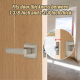 Door Handle Set Lever Passage Function Square Satin Nickel - Top-Down View