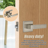 Door Handle Set Lever Passage Function Square Satin Nickel - Close-Up Angle