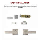Door Handle Set Lever Passage Function Square Satin Nickel - Extra Image