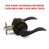 Door Handle Set Lever Passage Function Black - Rear View