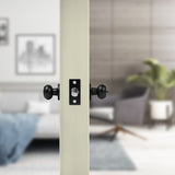 Door Handle Set Key Lock Function Round Black - Side View