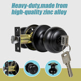 Door Handle Set Key Lock Function Round Black - Extra Image