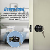 Door Handle Set Key Lock Function Round Black - 45-Degree Angle