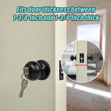 Door Handle Set Key Lock Function Round Black - Low Angle