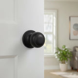 Door Handle Set Passage Function Round Black - Front View