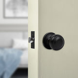 Door Handle Set Passage Function Round Black - Side View