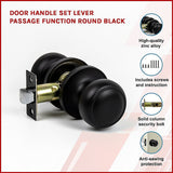 Door Handle Set Passage Function Round Black - Top-Down View
