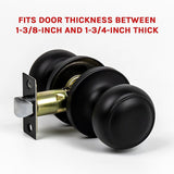 Door Handle Set Passage Function Round Black - Low Angle