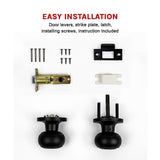 Door Handle Set Passage Function Round Black - Extra Image