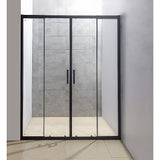 1400-1600mm Sliding Door Safety Glass Shower Screen Black By Della Francesca - Front View